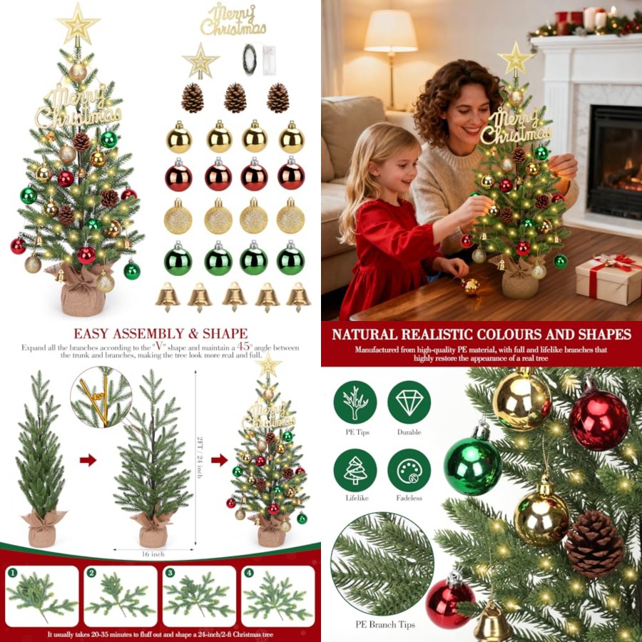Christmas Tree Artificial - Миниатюрная новогодняя елка 2FT, настольная елка