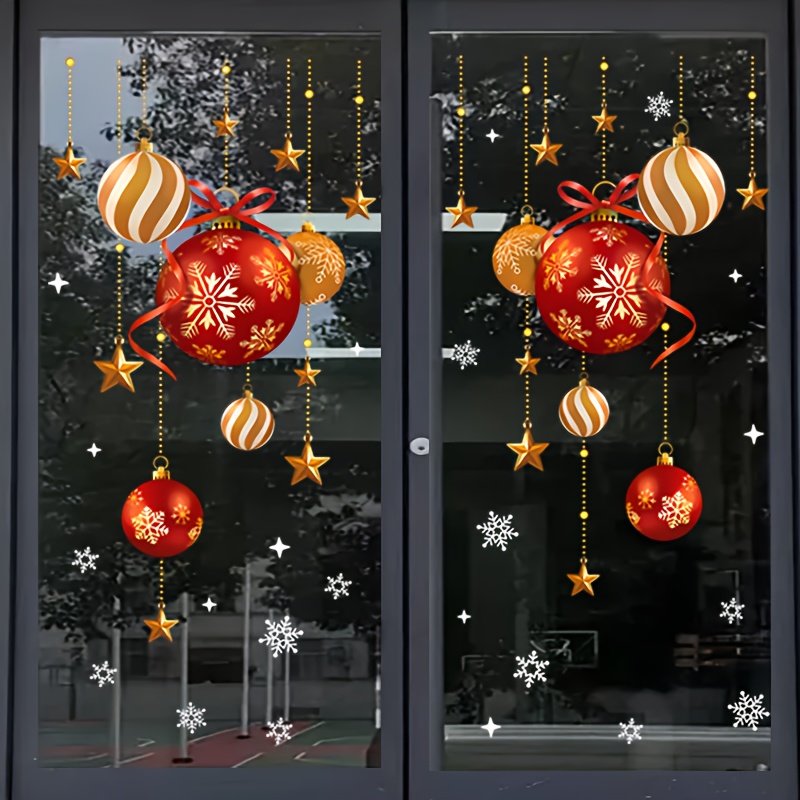 Snowflake Window Decal - Рождественские наклейки, украшение праздничной атмосферы, разноцветные