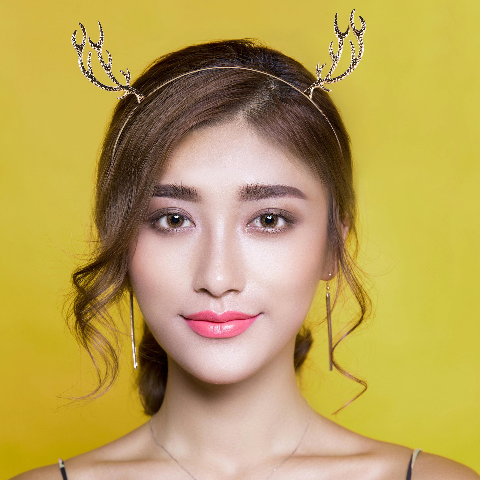 Reindeer Antlers Headband - Металлический ободок для волос с кристаллами,
