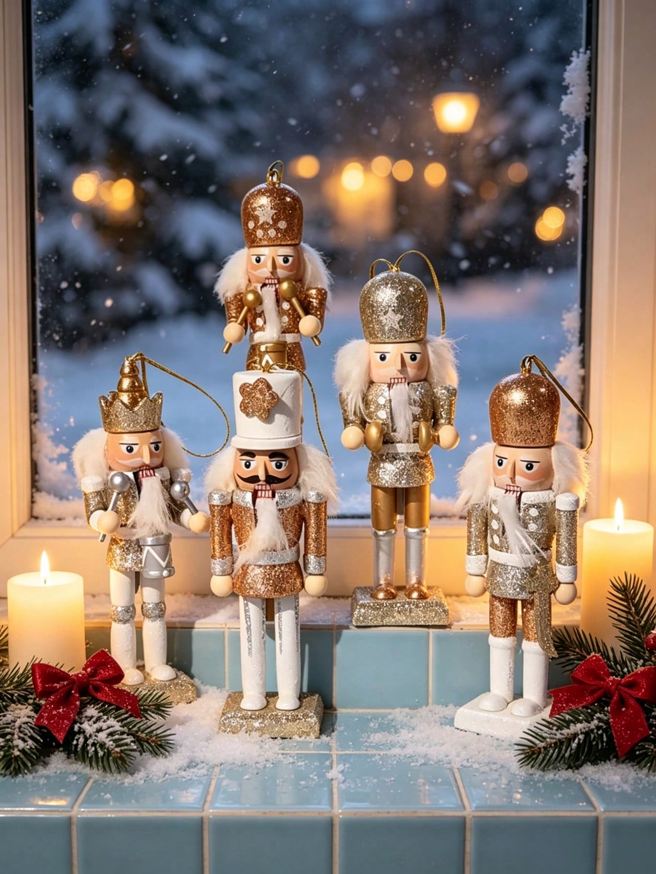 Nutcracker Figurine - Набор из 5 деревянных подвесок в