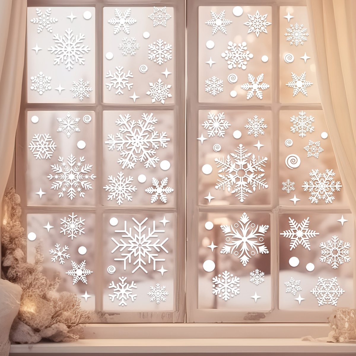 4 листа рождественских наклеек – обзор и цена Snowflake Window Decal