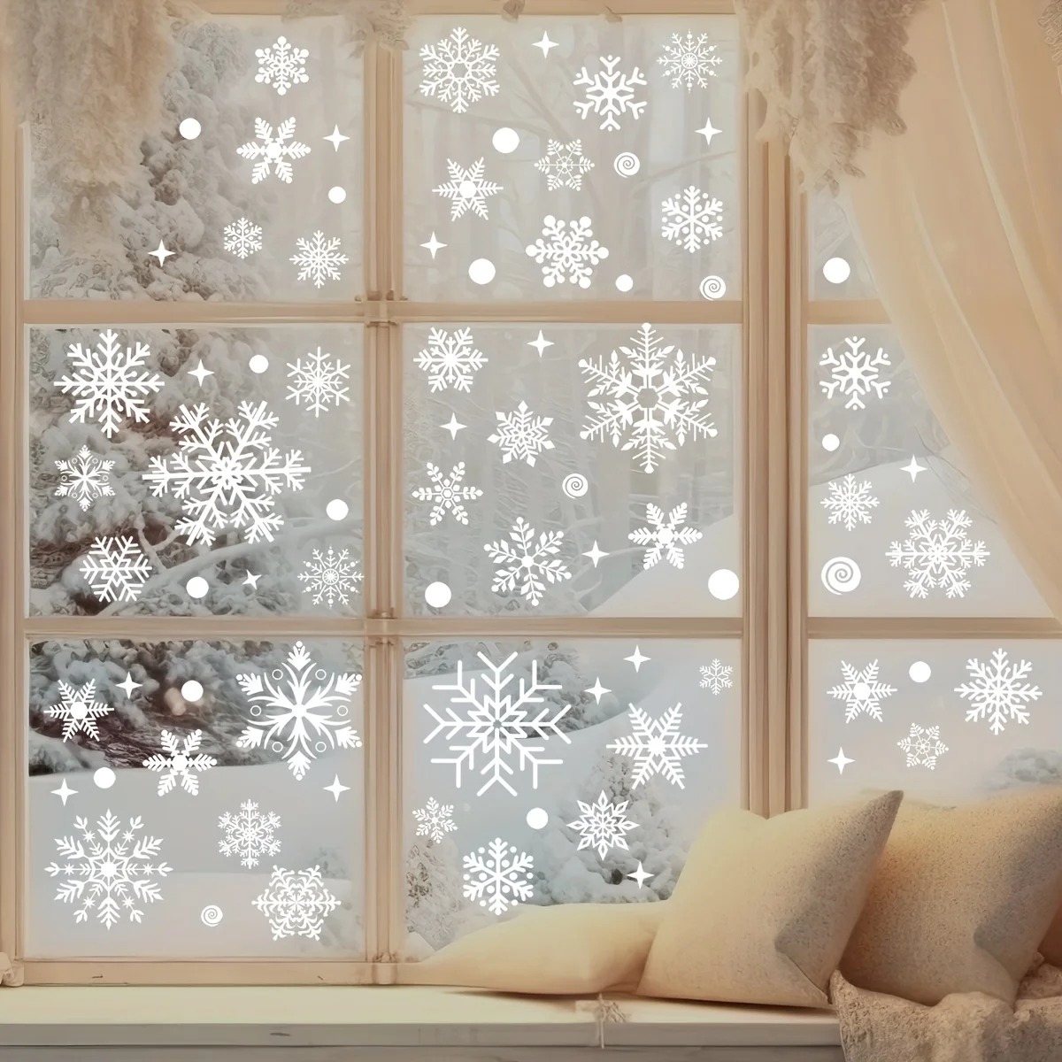 4 листа в комплекте, новогодни – обзор и цена Snowflake Window Decal